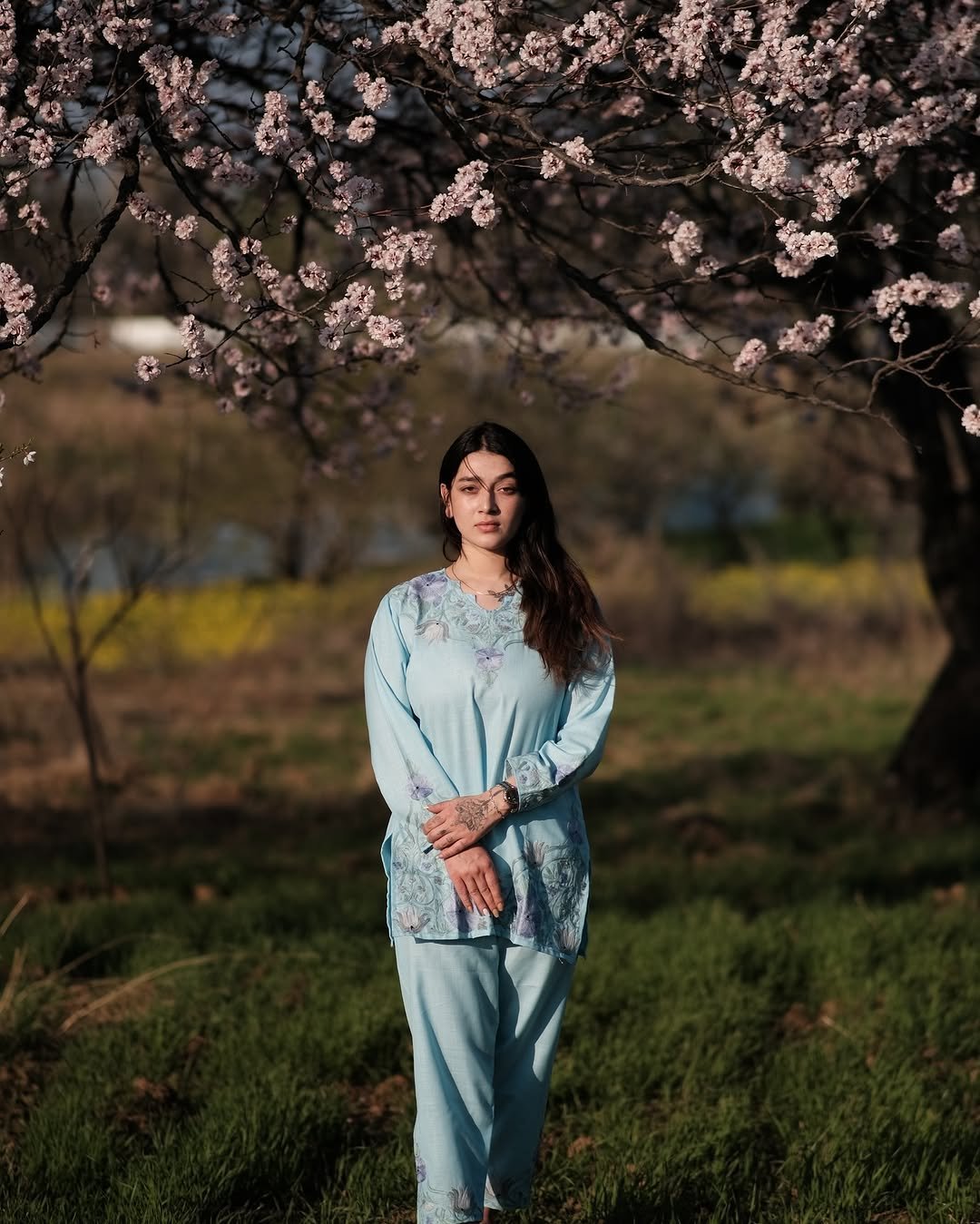 Kashmiri Short Co-ord Set - Baby Blue