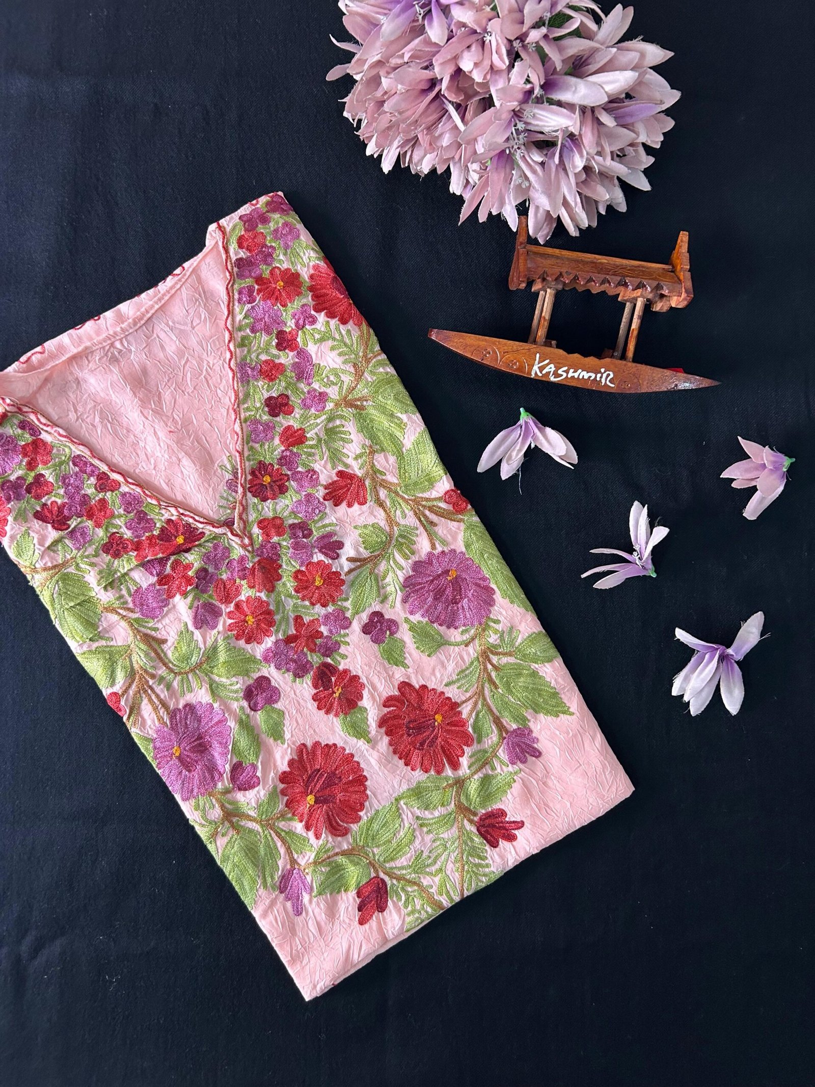 Kashmiri Crushed Cotton Kaftans - Baby Pink