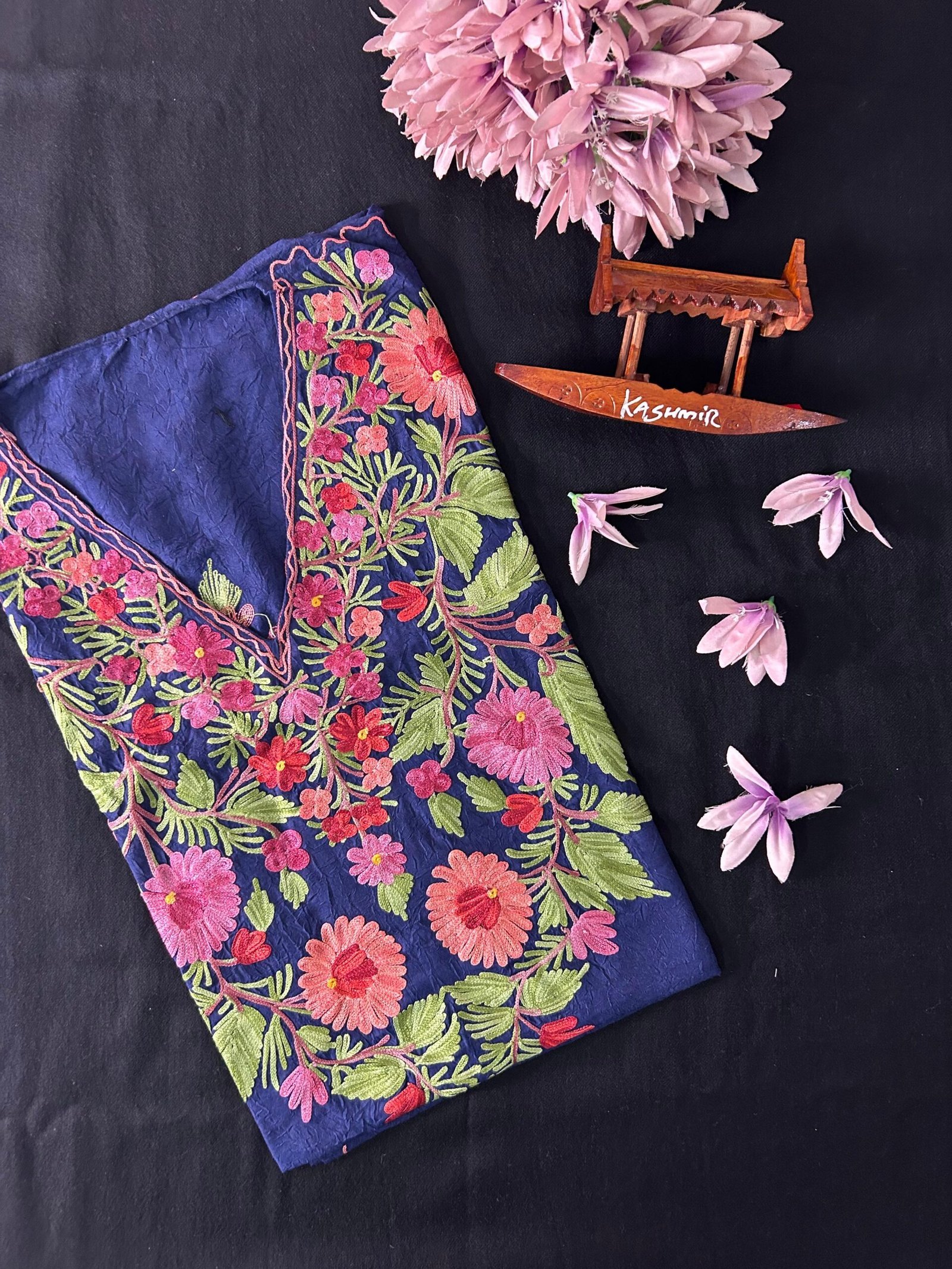 Kashmiri Crushed Cotton Kaftans - Blue