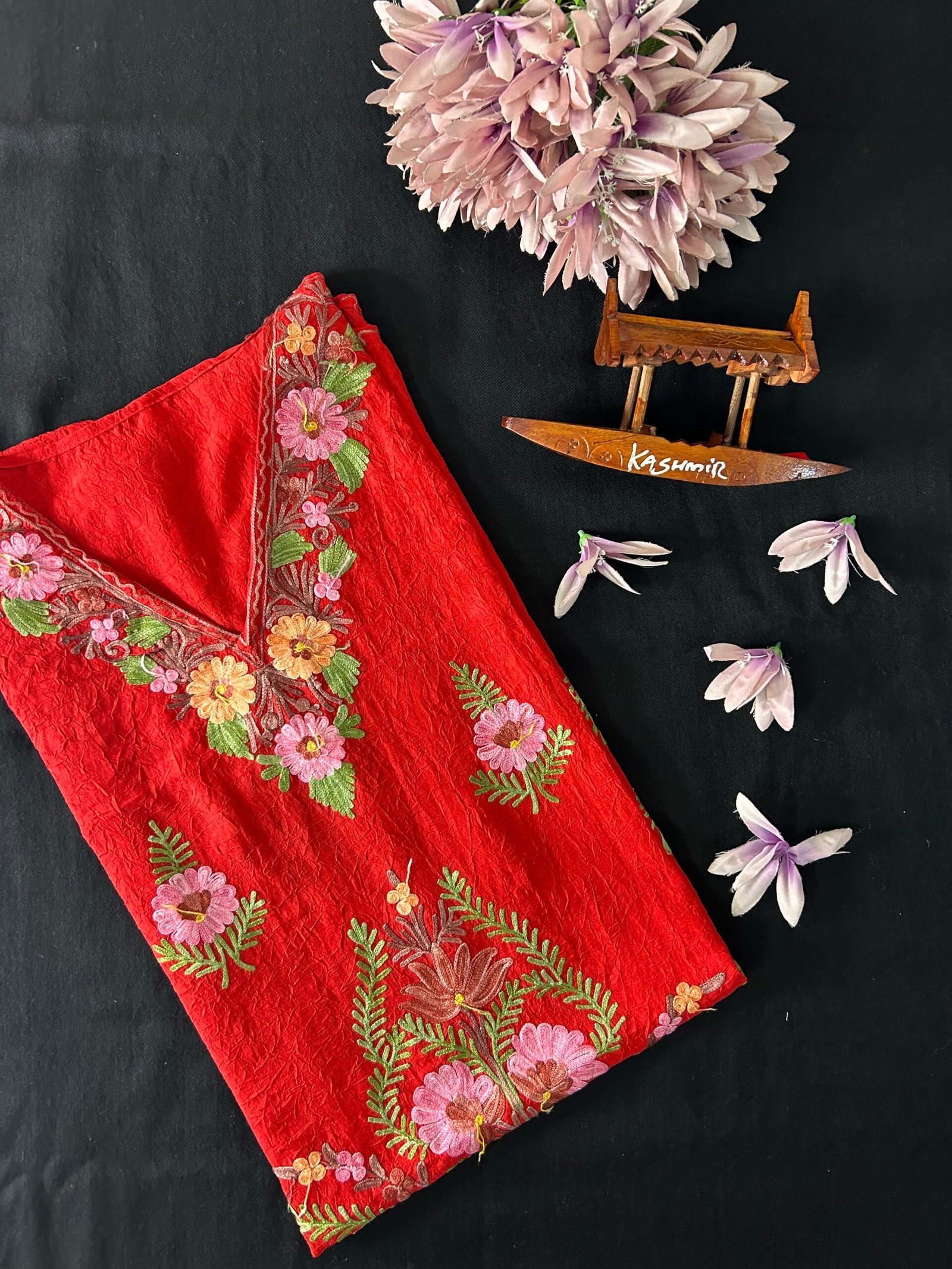 Kashmiri Crushed Cotton Kaftans - Red