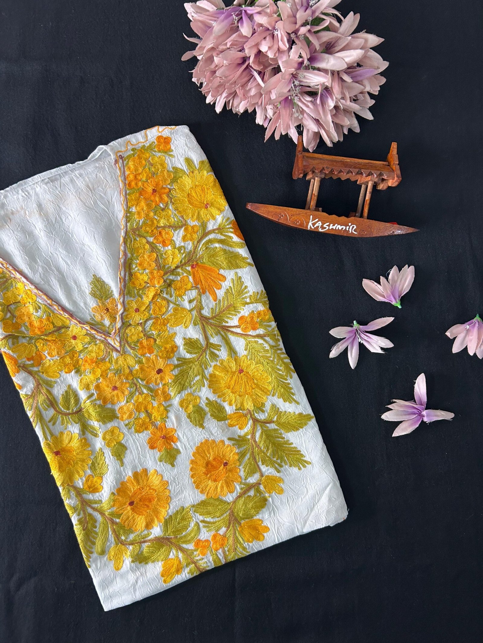 Kashmiri Crushed Cotton Kaftans - White