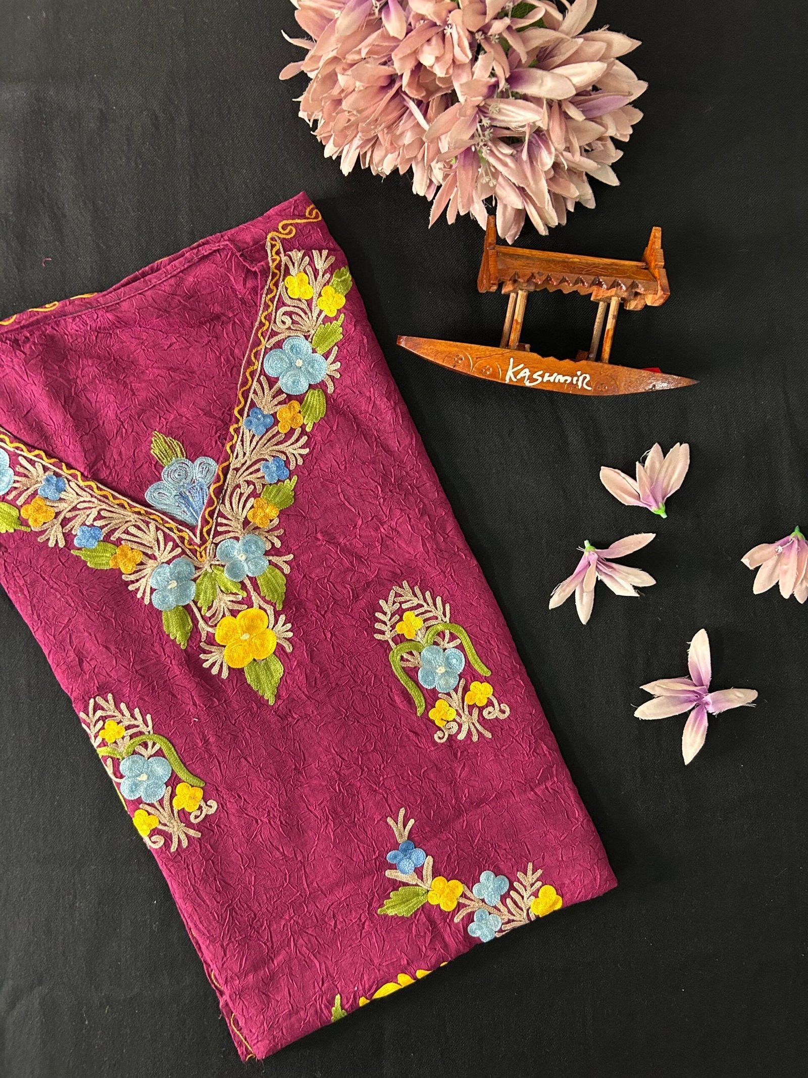 Kashmiri Crushed Cotton Kaftans - Wine