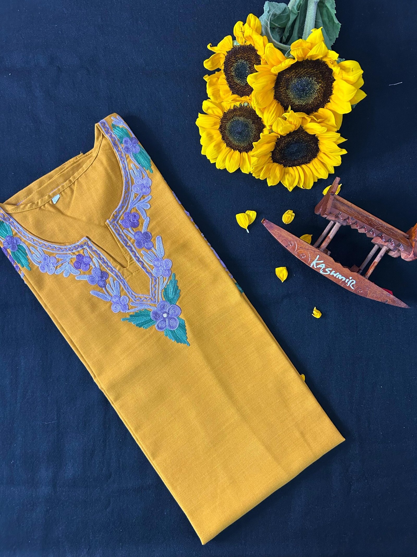 Cotton Long Kurti - Mustard