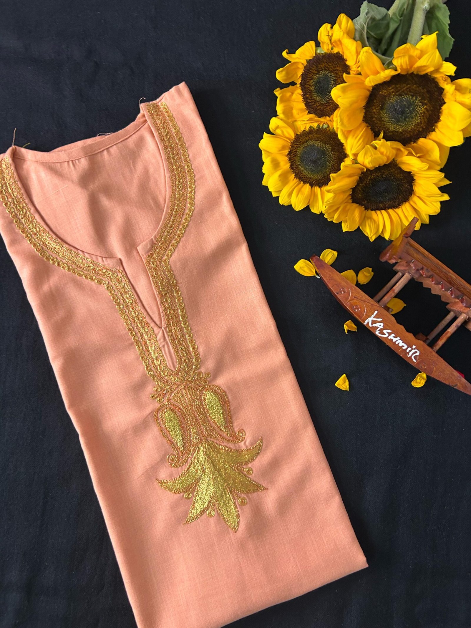 Cotton Full-Length Kurti with Kashmiri Tila Embroidery