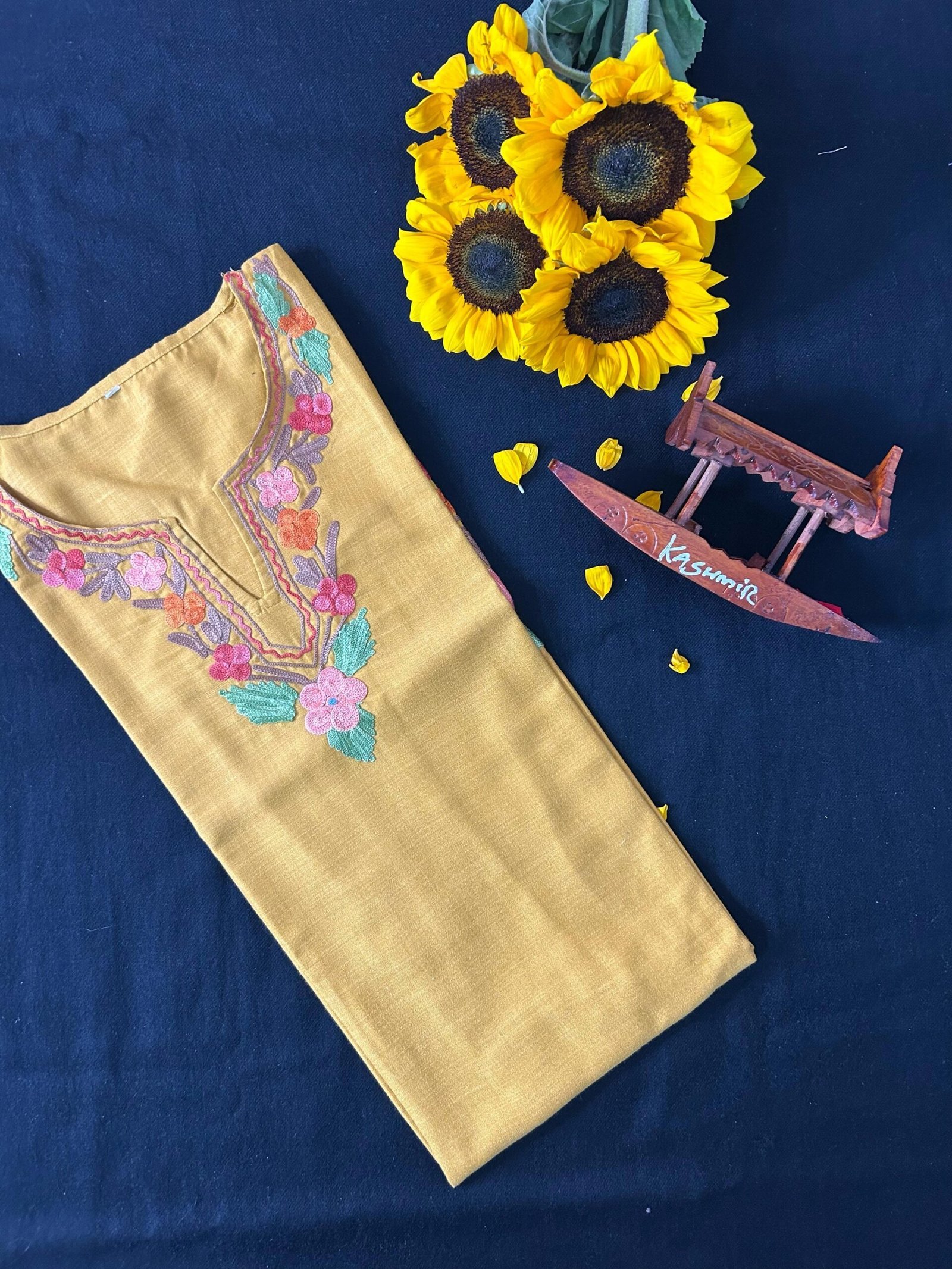 Cotton Long Kurti - Mustard
