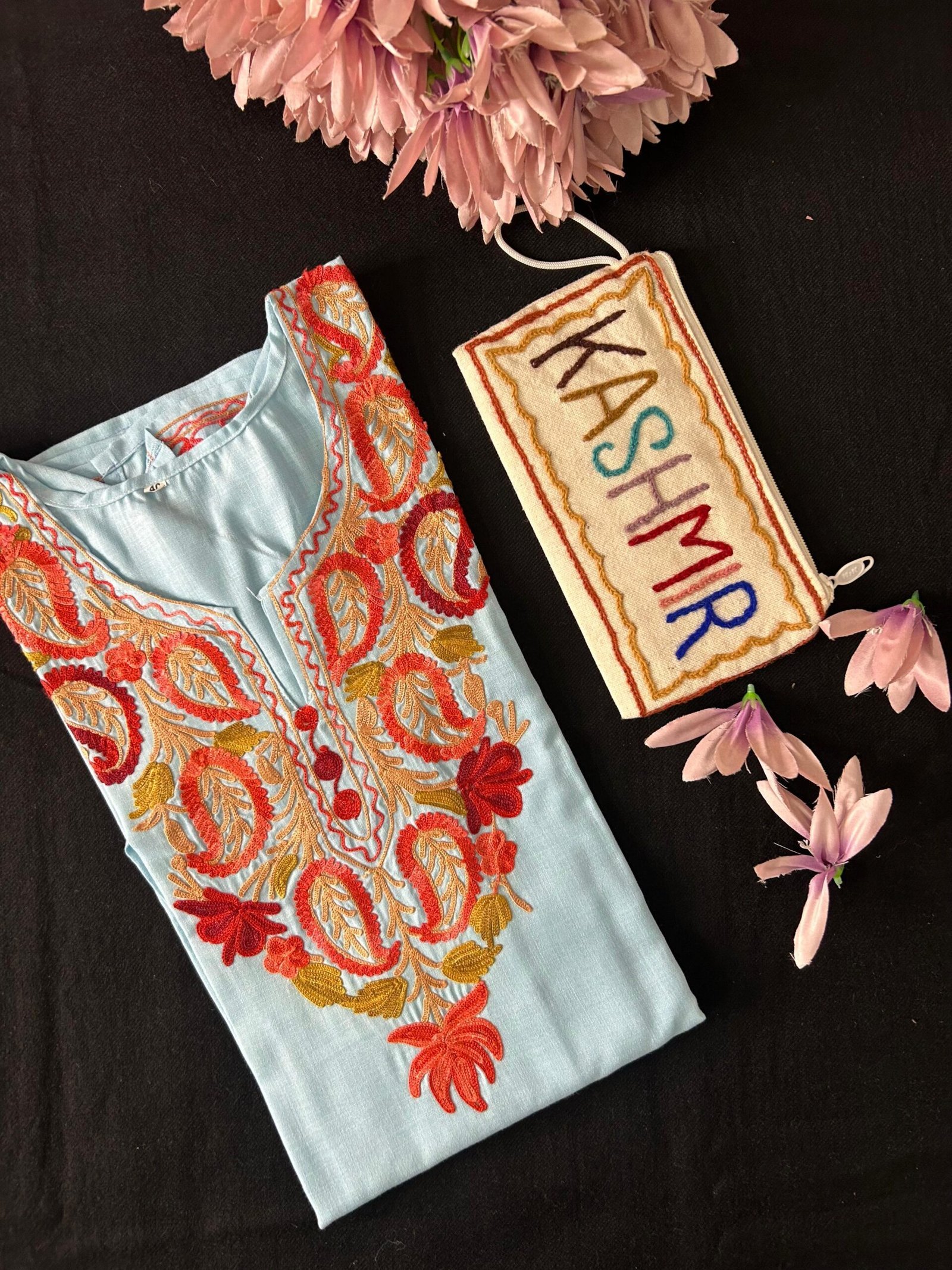 Cotton Short Kurti - Sky Blue