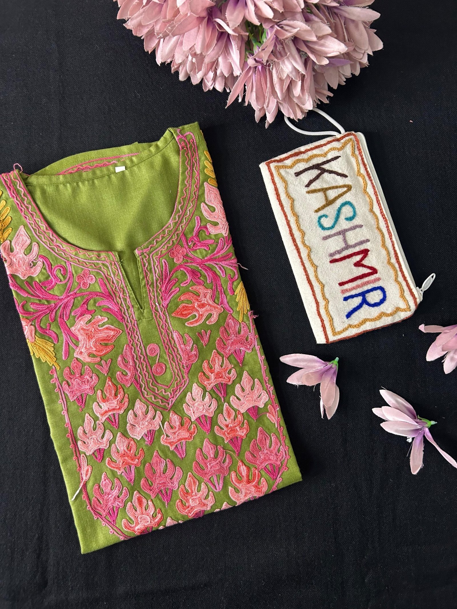 Cotton Short Kurti - Olive Green