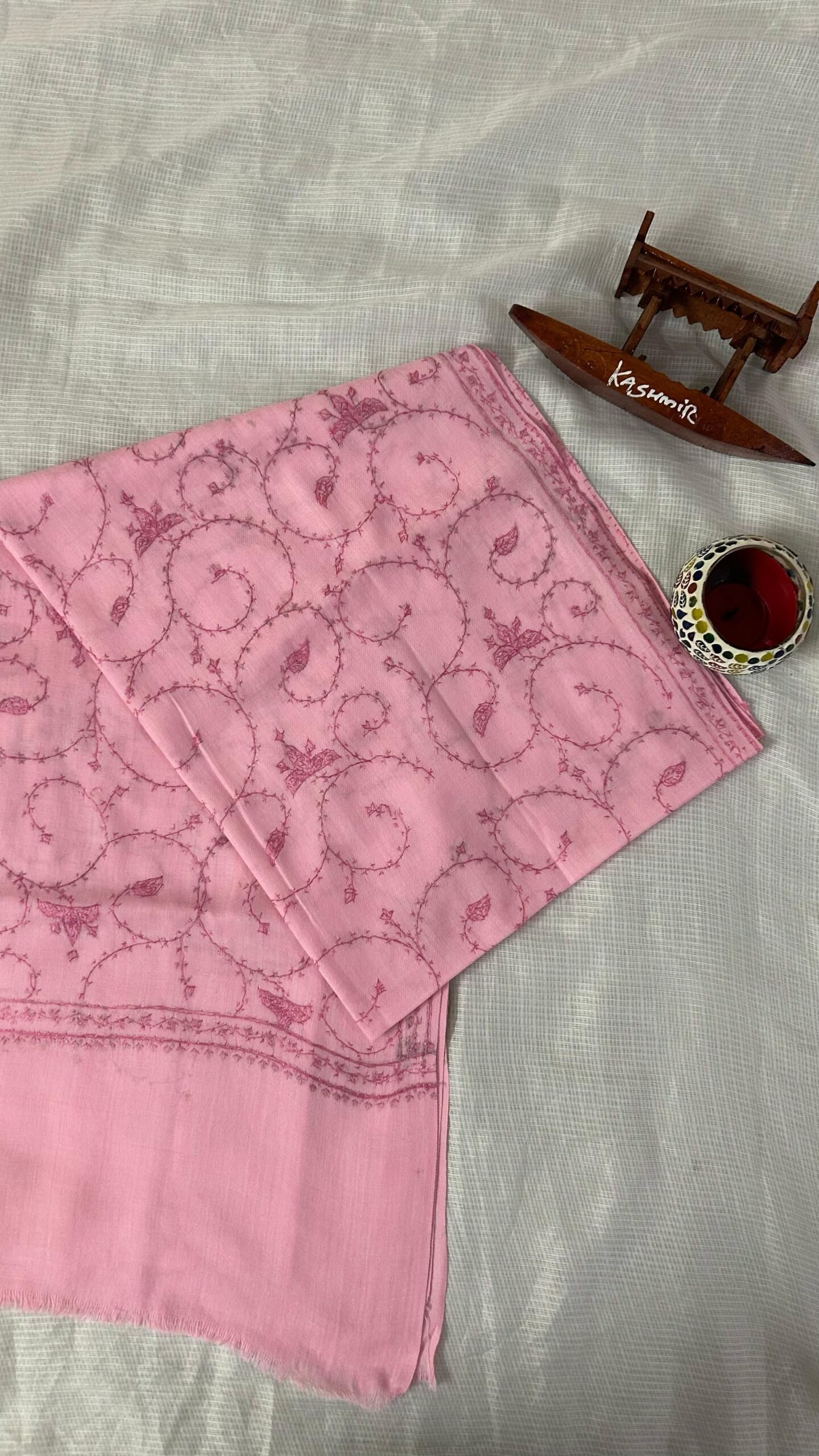 Pure Wool Stole with Hand-Embroidered Sozni