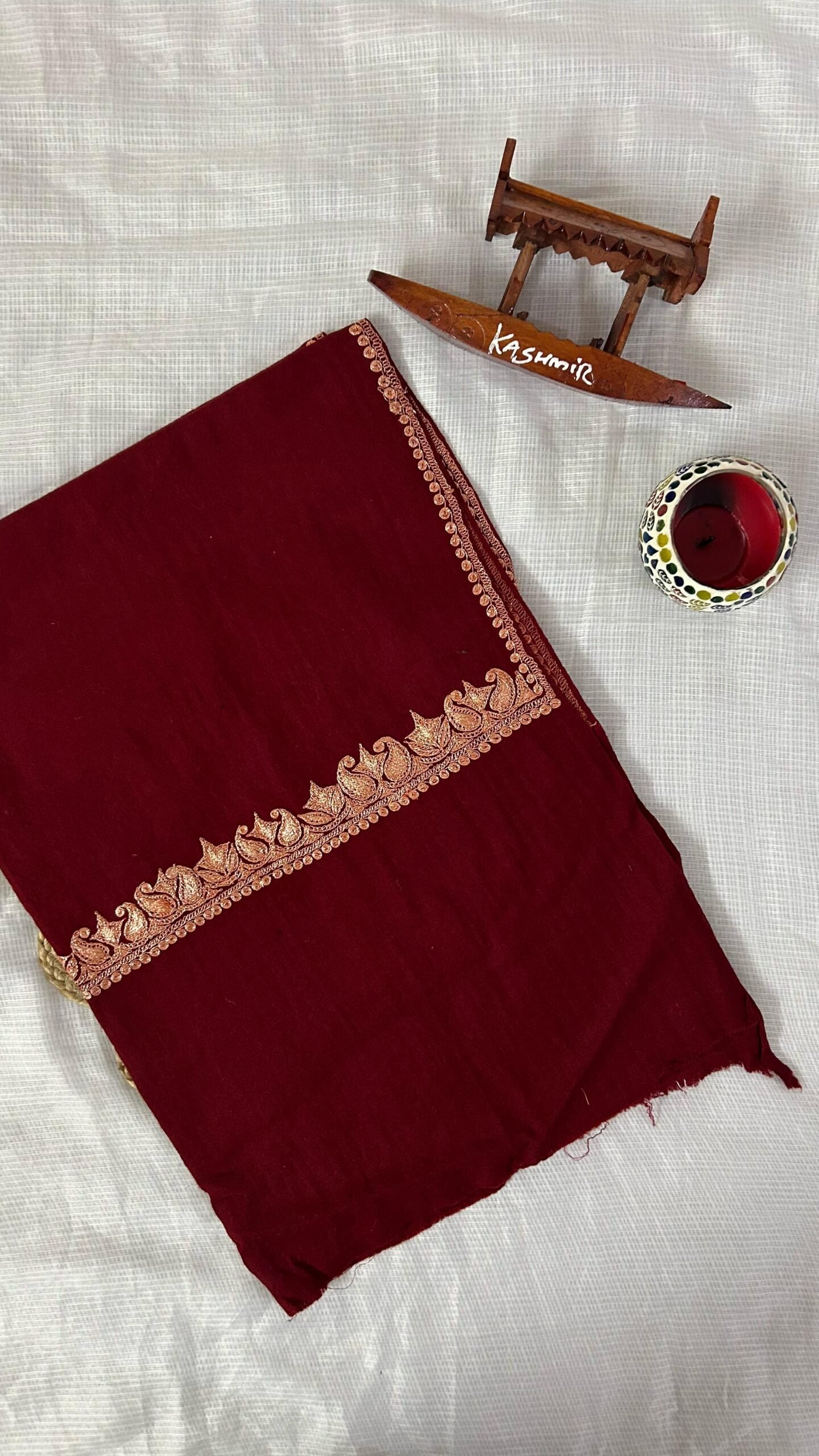 Pure Wool Kashmiri Tilla Embroidered Stole