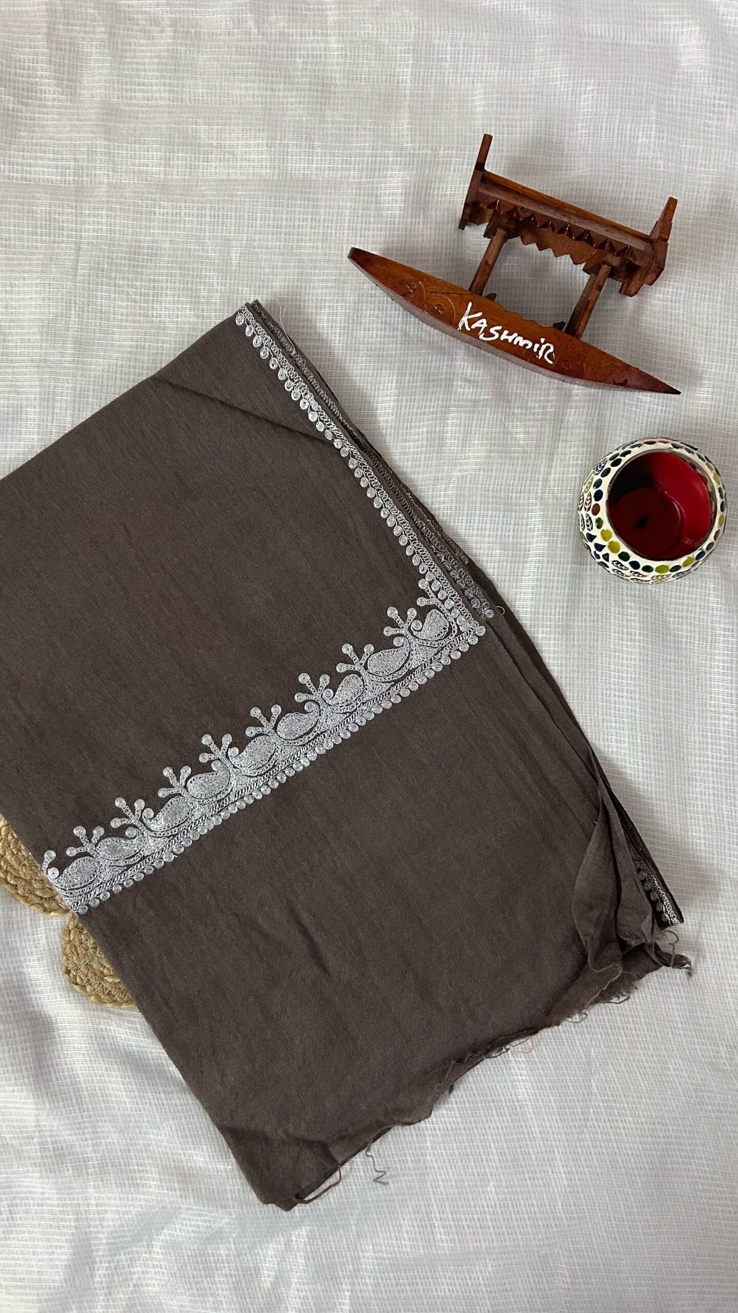 Pure Wool Kashmiri Tilla Embroidered Stole