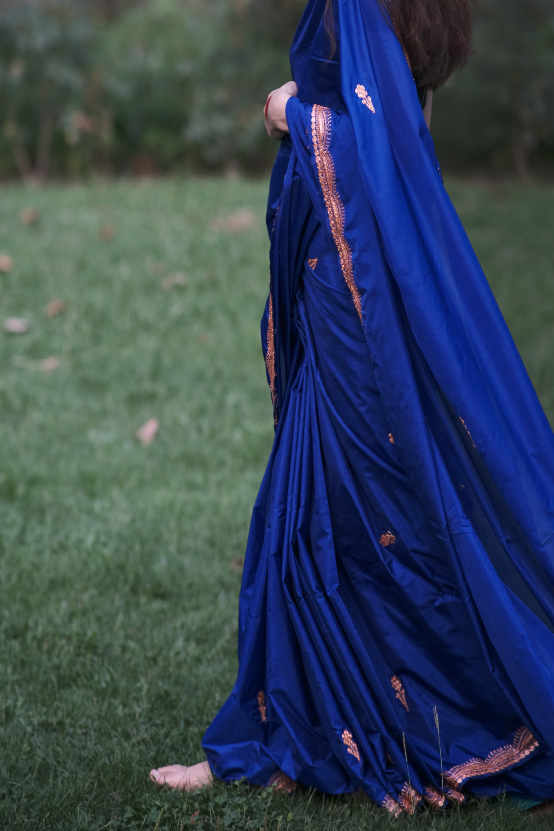 Royal Blue Kashmiri Heritage Tilla - Silk Saree