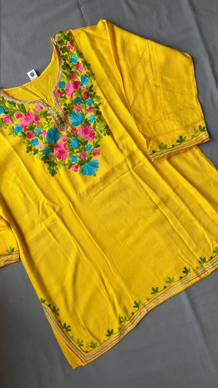 Cotton Short Kurti - Yellow