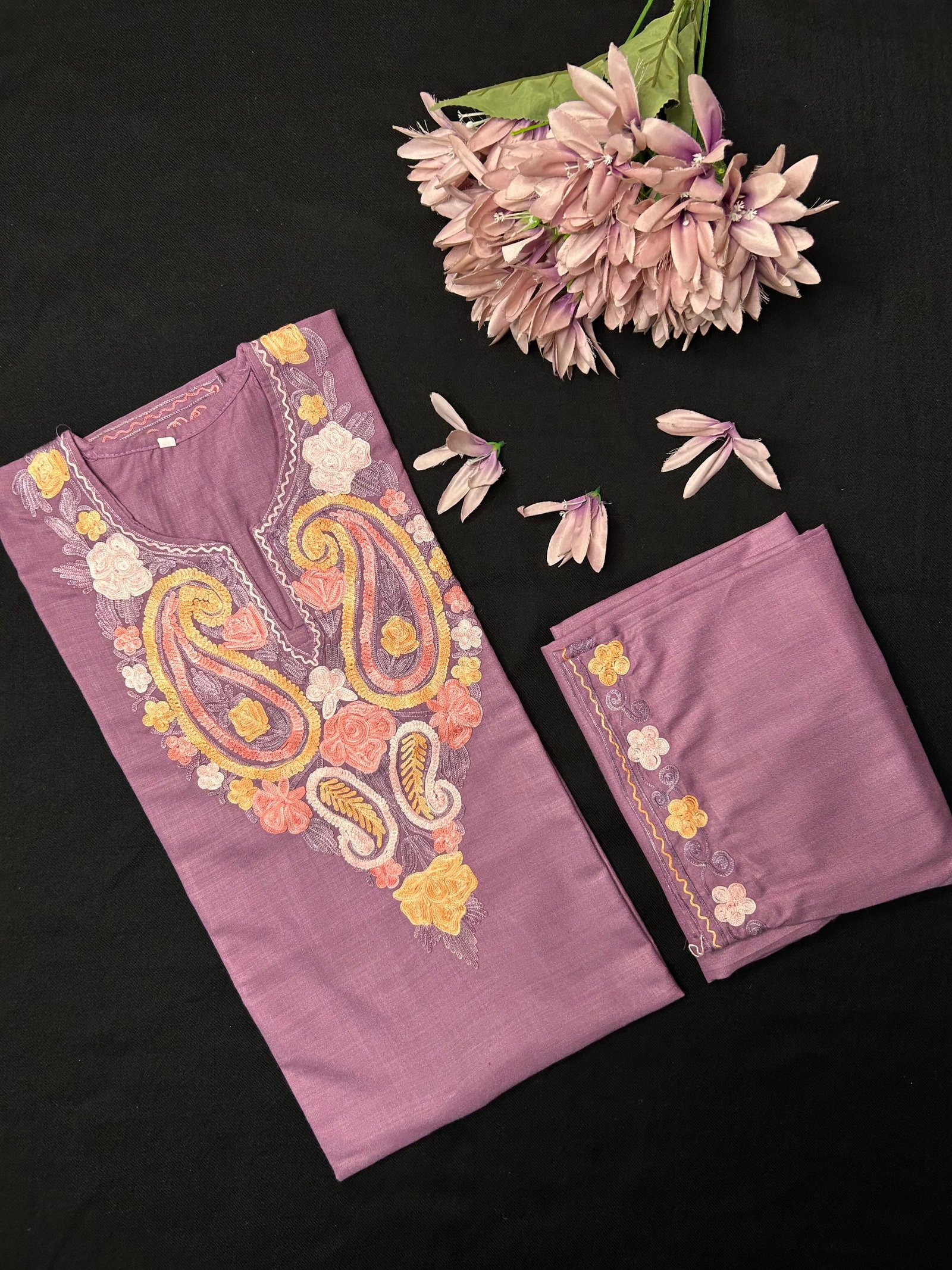 Kashmiri Cotton Coord Set - Purple