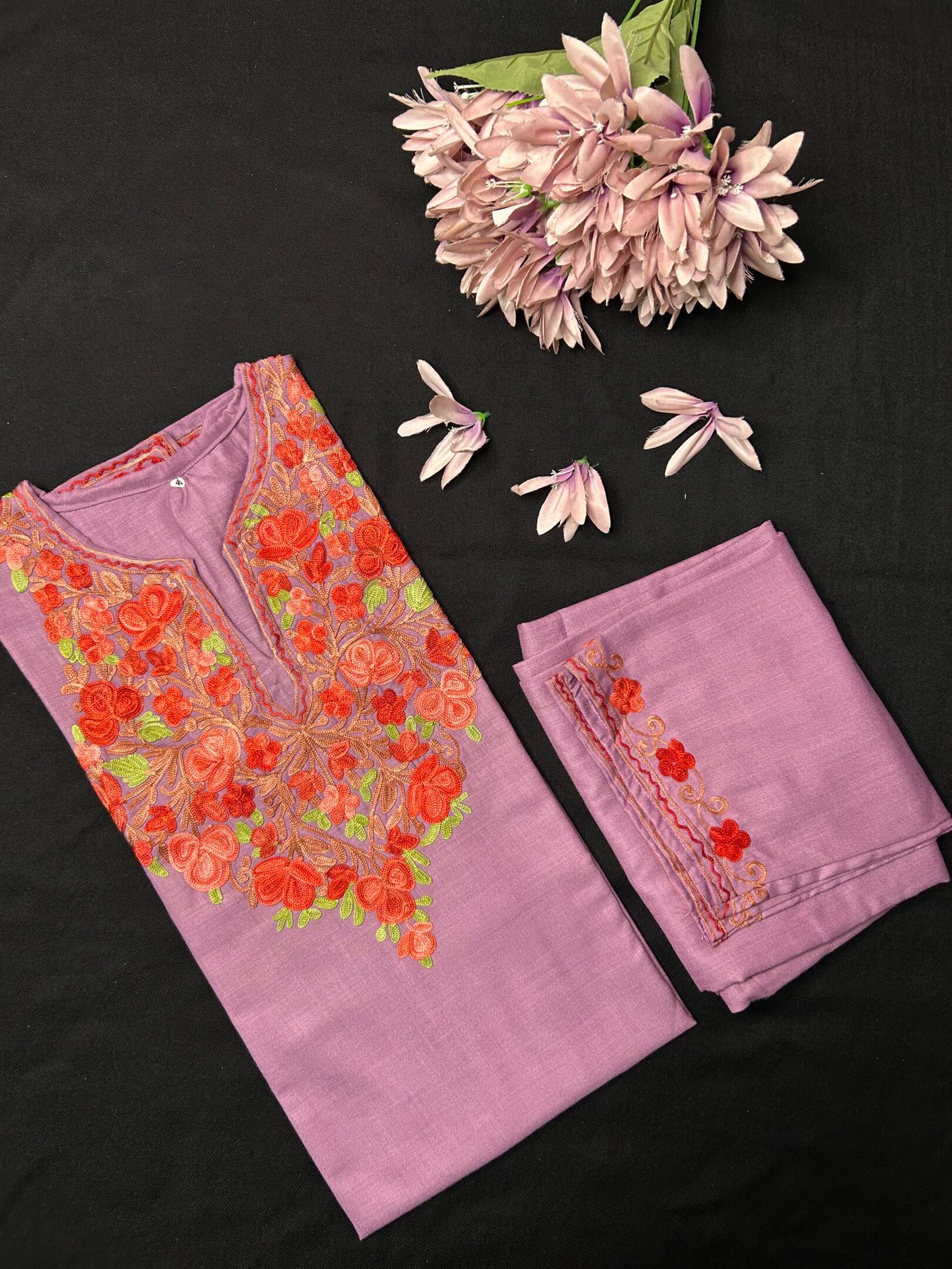 Kashmiri Cotton Coord Set - Purple