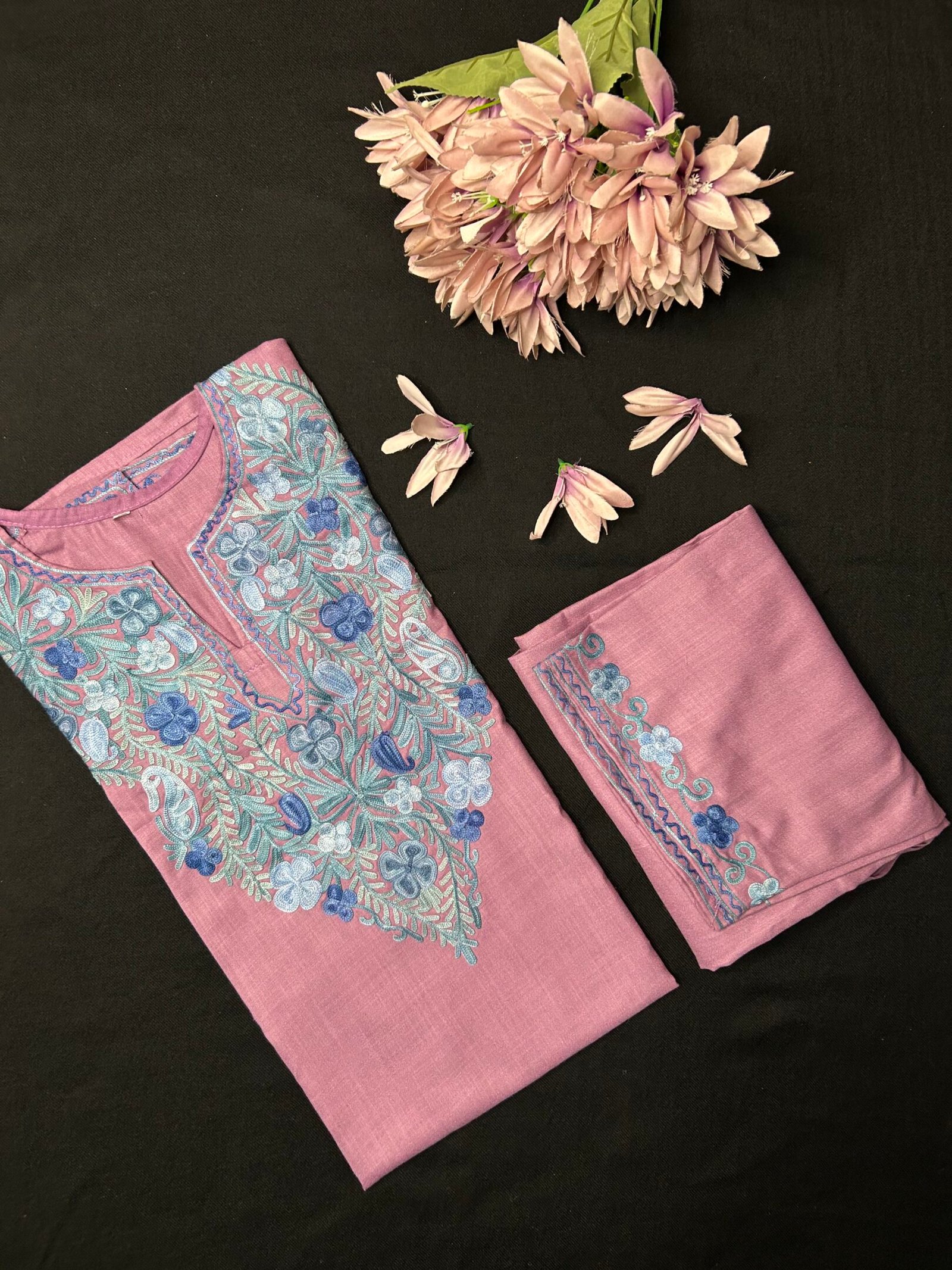 Kashmiri Cotton Coord Set - Blush Pink