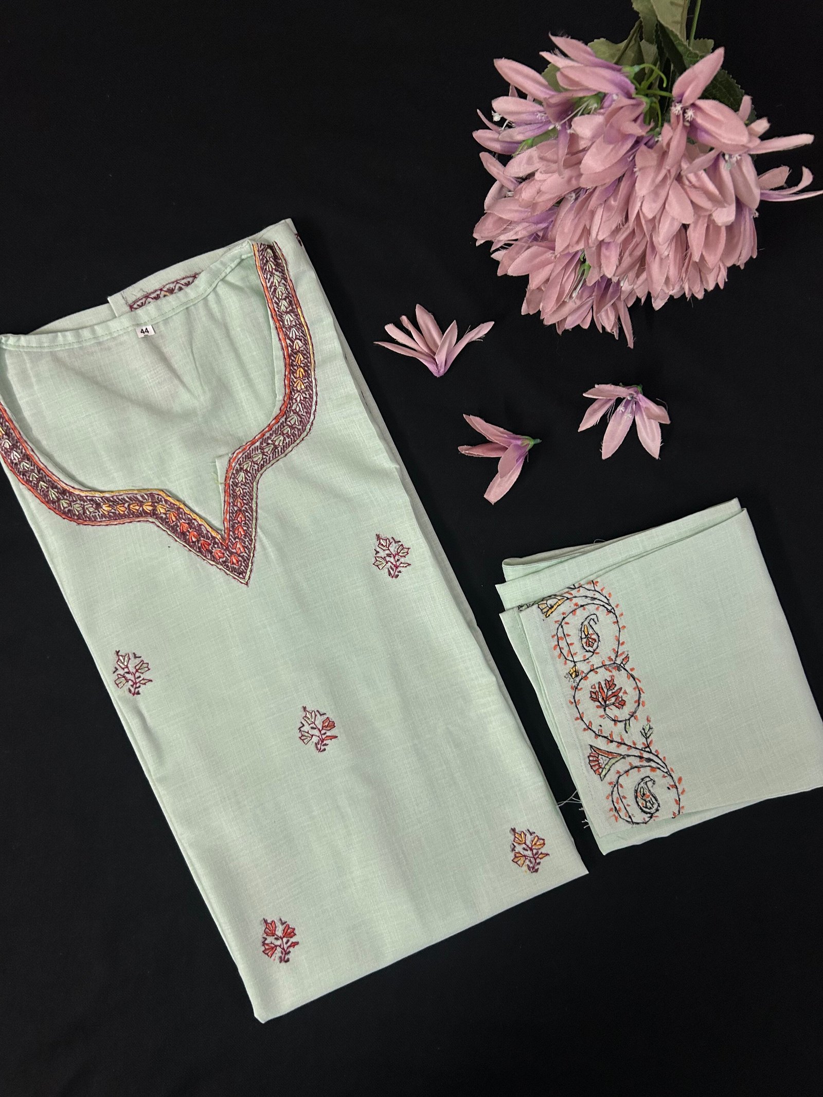 Summer Cotton Coord Set – Hand-Embroidered with Kashmiri Sozni