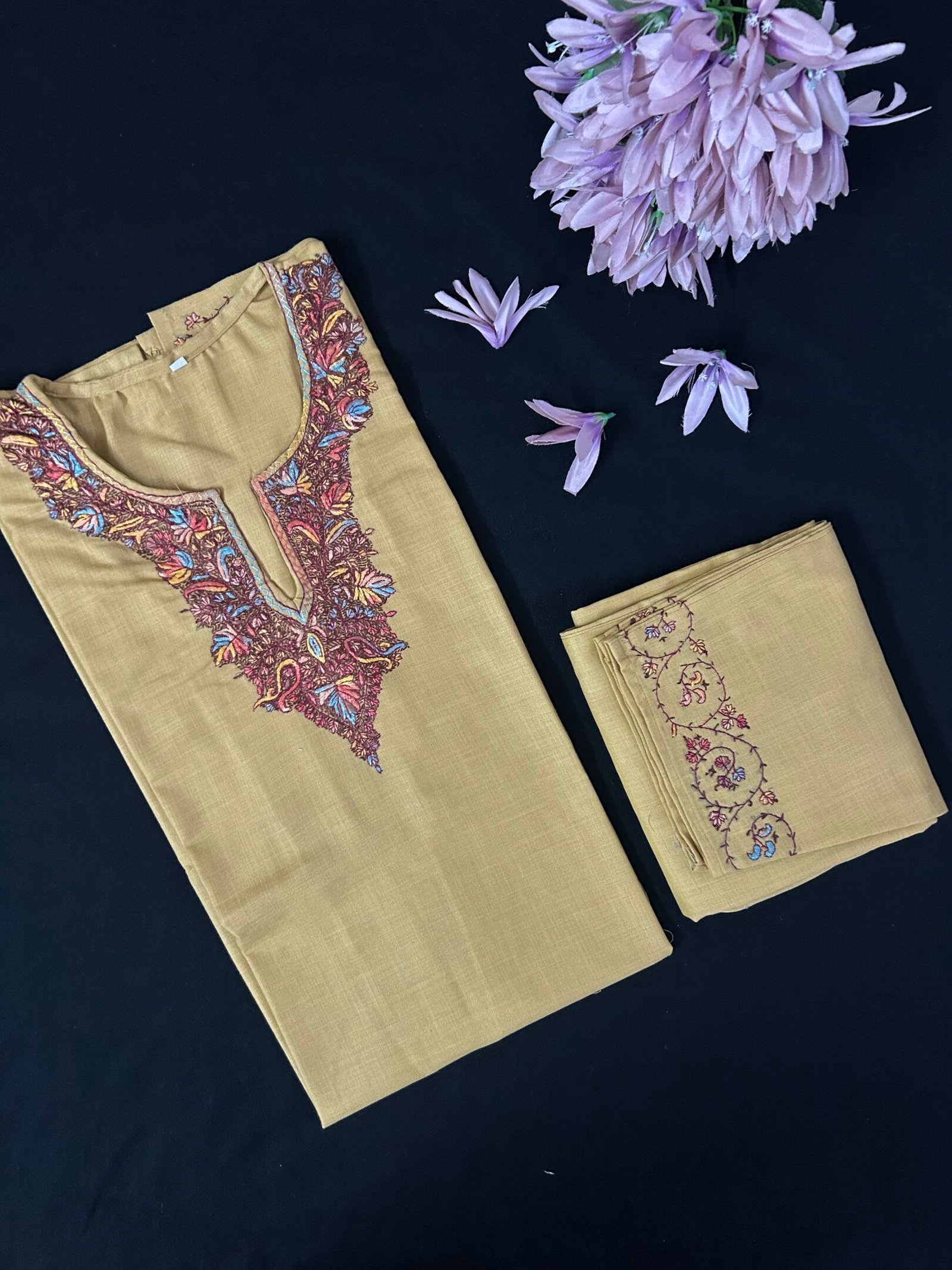 Summer Cotton Coord Set – Hand-Embroidered with Kashmiri Sozni