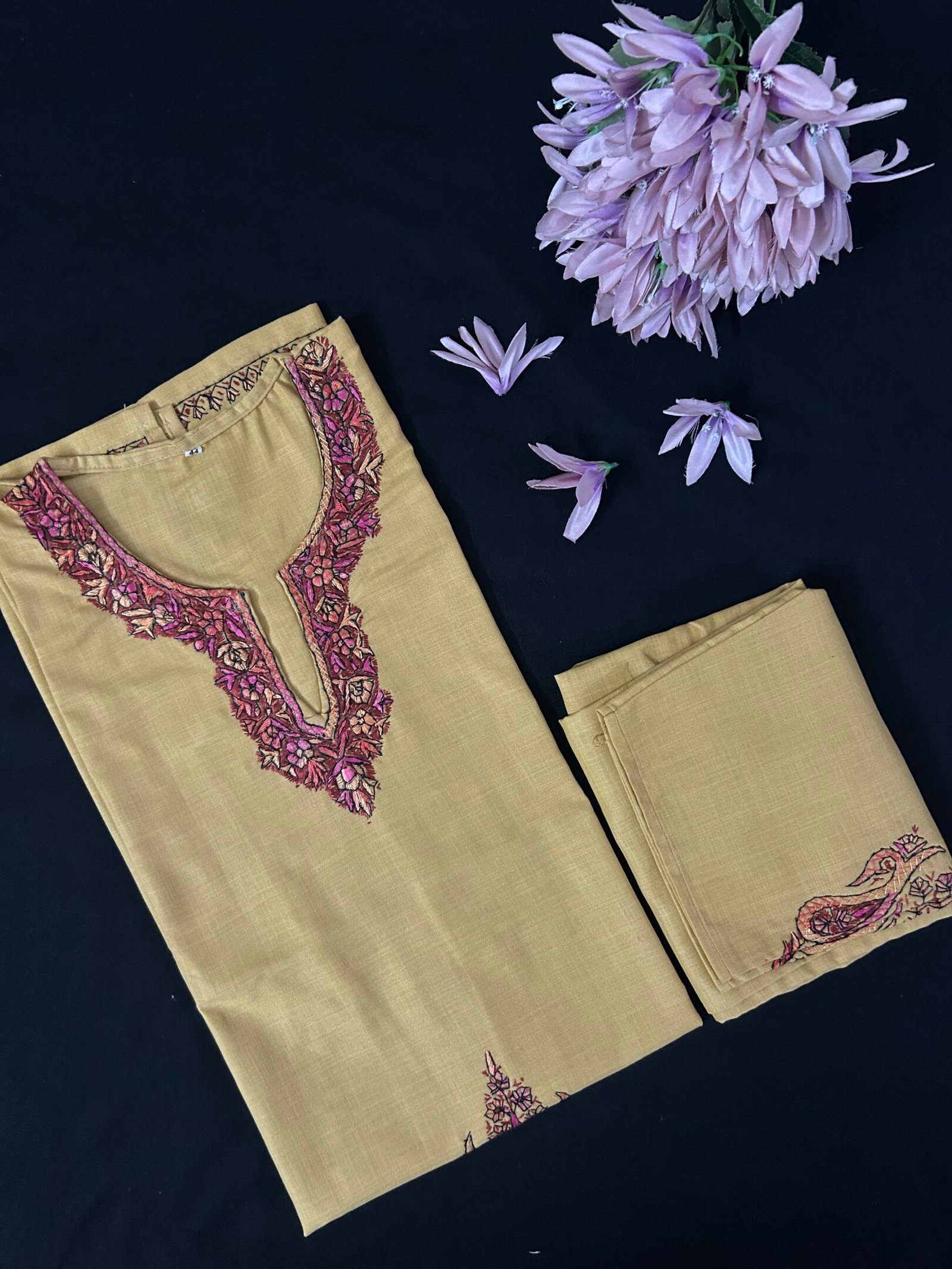 Summer Cotton Coord Set – Hand-Embroidered with Kashmiri Sozni