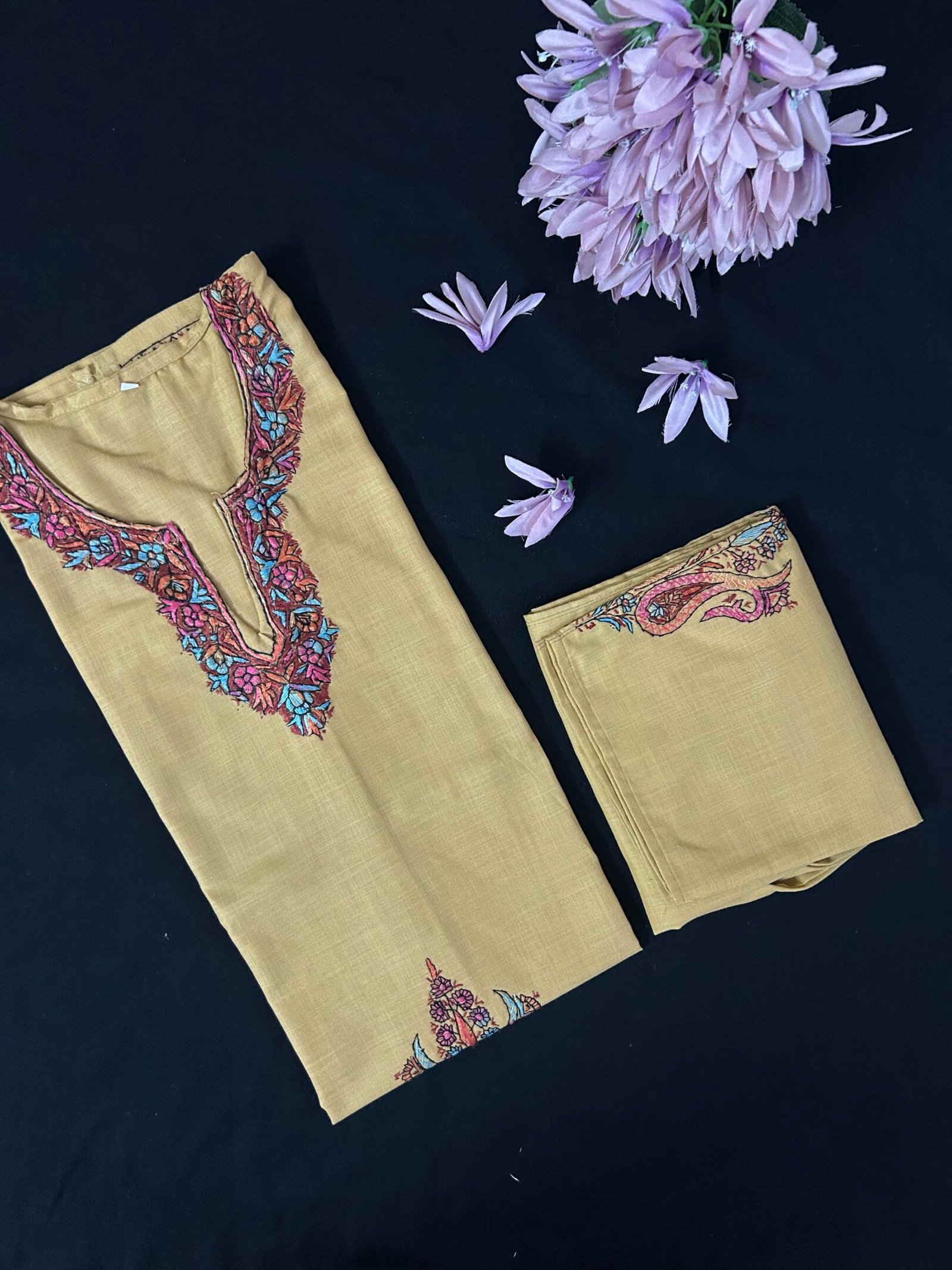 Summer Cotton Coord Set – Hand-Embroidered with Kashmiri Sozni