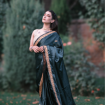 Forest Green Kashmiri Heritage Tilla - Satin Saree