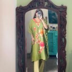 Crushed Cotton Kashmiri Kaftan - Olive