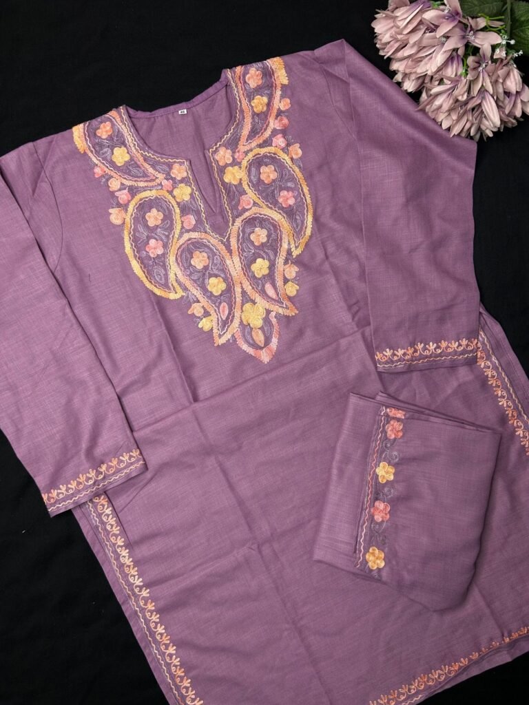 Kashmiri Cotton Coord Set - Purple