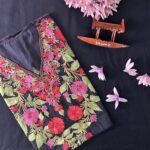 Crushed Cotton Kashmiri Kaftan - Black