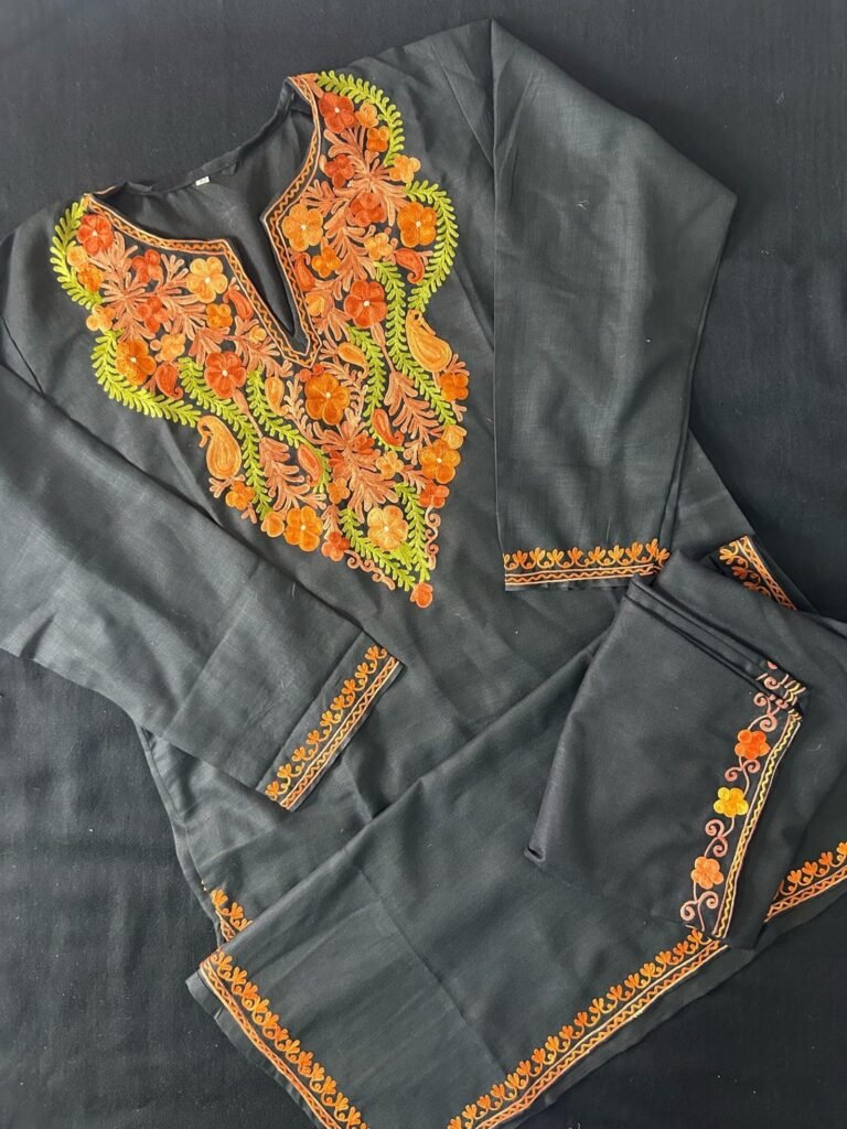 Kashmiri Cotton Coord Set - Black