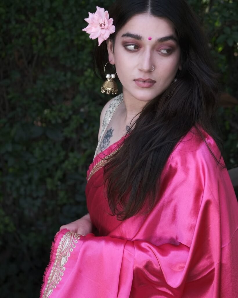 Barbie Pink Kashmiri Heritage Tilla - Satin Saree