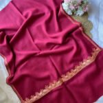 Pure Wool Kashmiri Tilla Stoles - Maroon