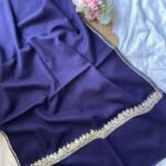 Pure Wool Kashmiri Tilla Stoles - Navy Blue