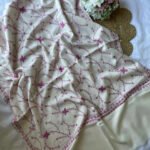 Pure Wool Kashmiri Sozni Stoles - Cream