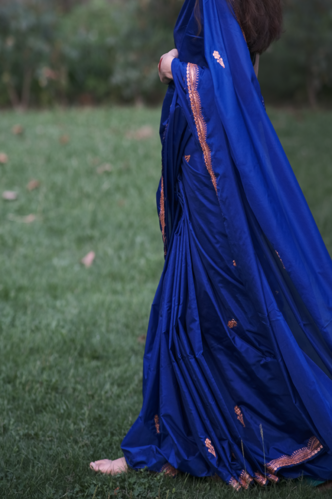 Royal Blue Kashmiri Heritage Tilla - Silk Saree