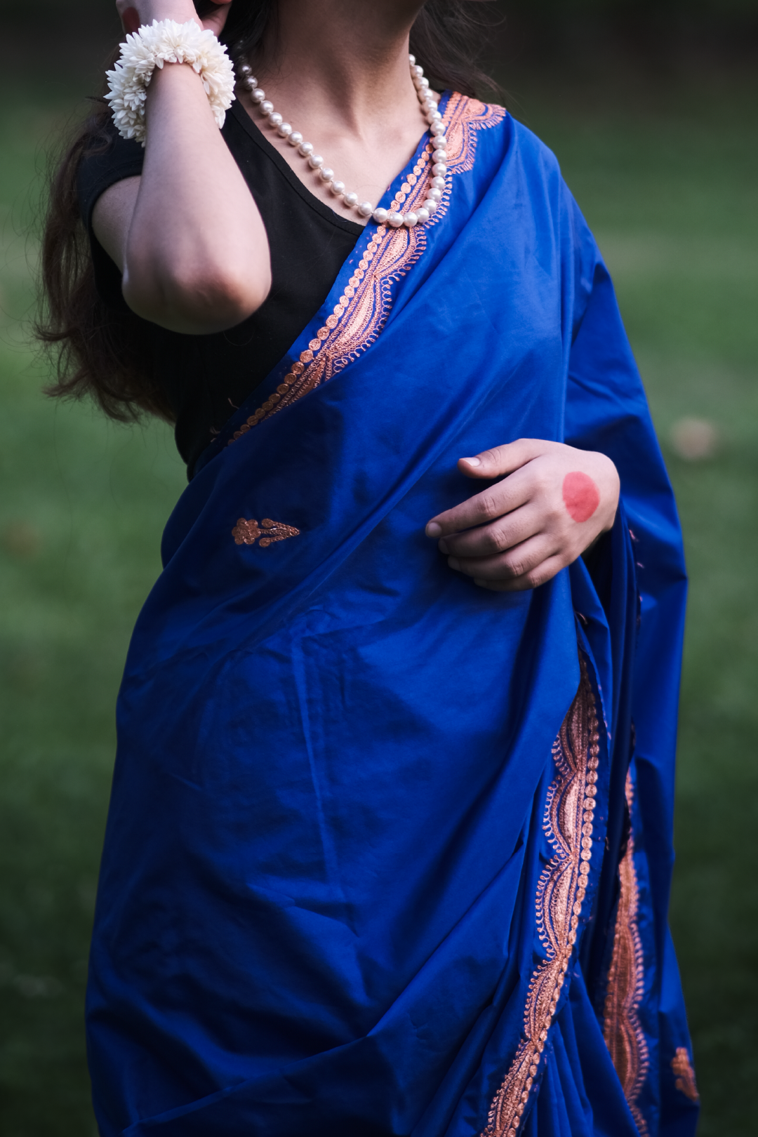 Royal Blue Kashmiri Heritage Tilla - Silk Saree