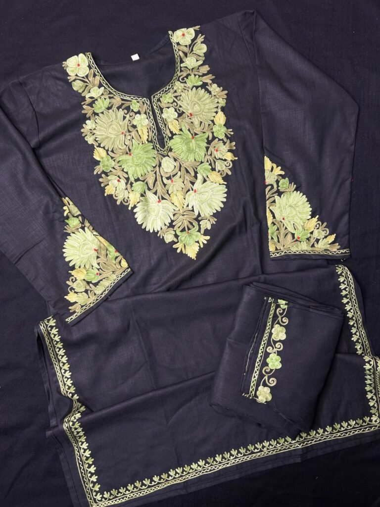 Kashmiri Cotton Coord Set - Black